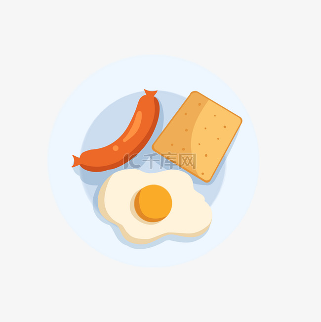 早餐食物煎鸡蛋火腿面包