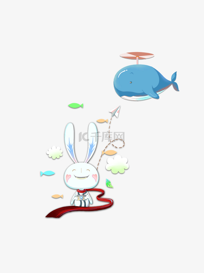 装饰兔子和鲸鱼