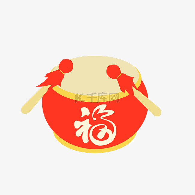 春节红色装饰鼓插画