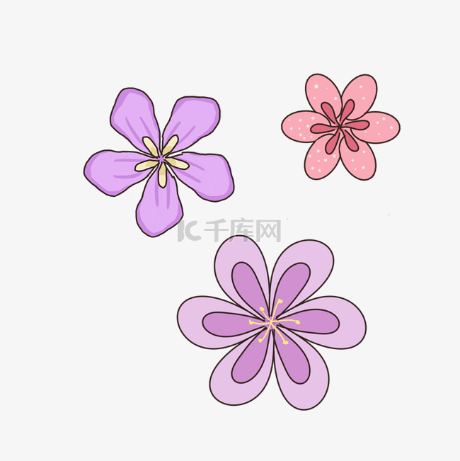 卡通手绘紫色花朵素材