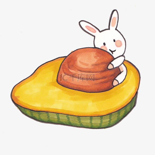 可爱的小兔子吃糕点