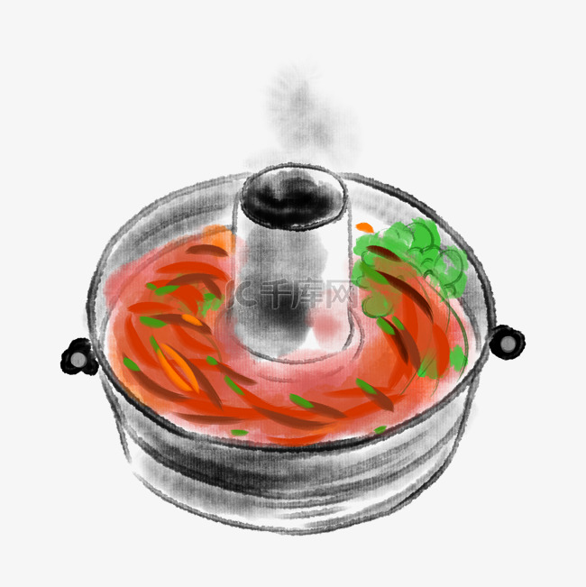 美味的火锅手绘插画