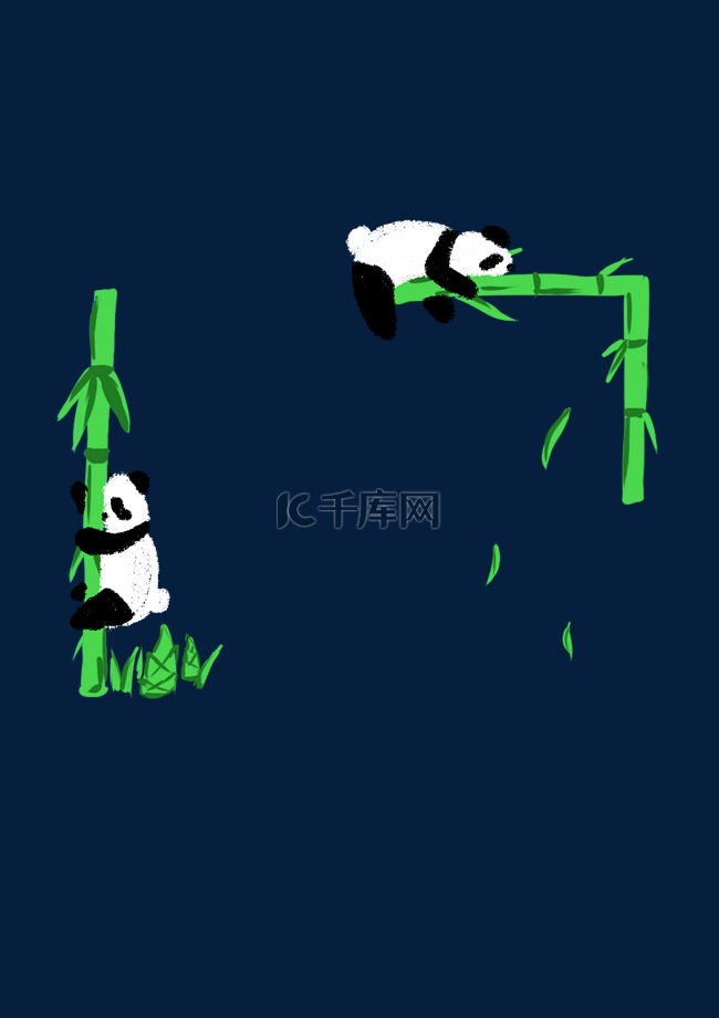 熊猫爬竹子