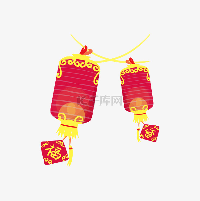 中国风春节灯笼红灯笼插画