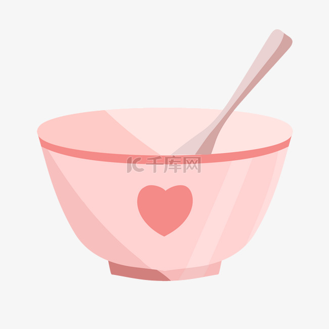 粉色餐具碗勺插画
