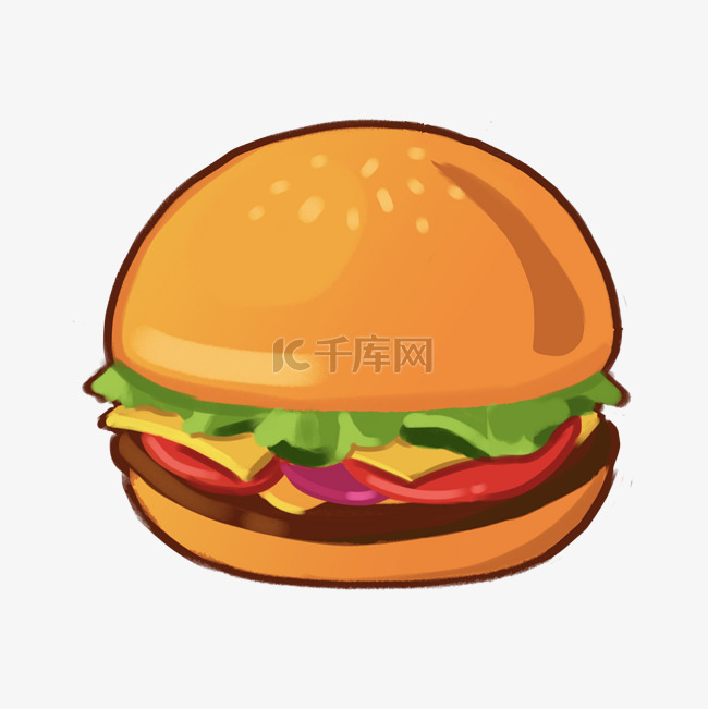 卡通手绘汉堡零食