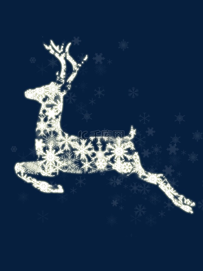 商用圣诞节白色雪花麋鹿手绘