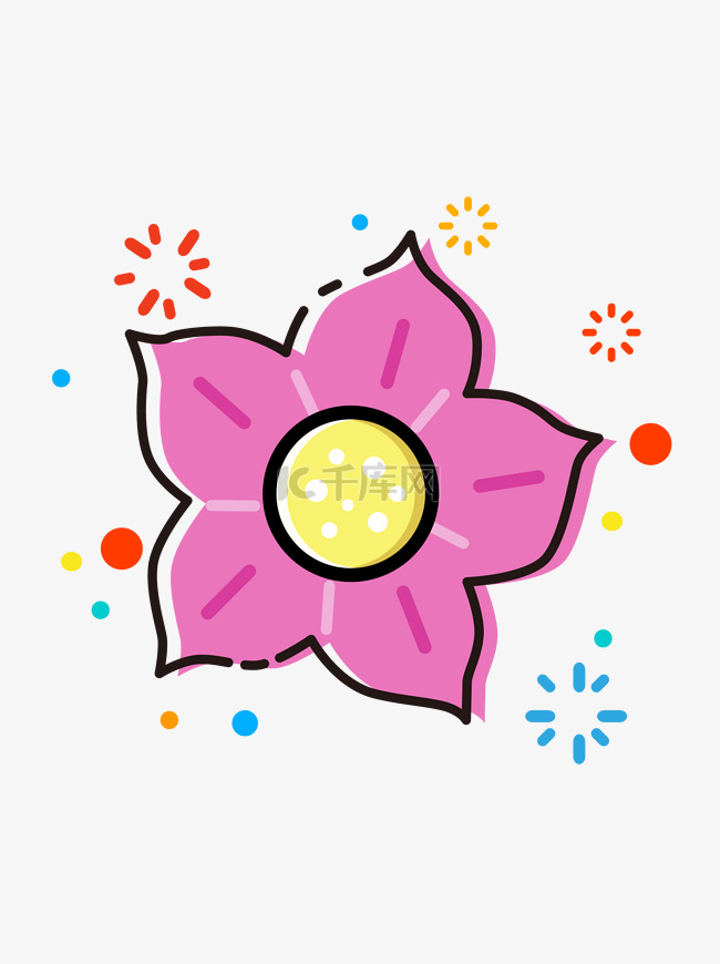 MBE卡通手绘粉色桃花花朵植物
