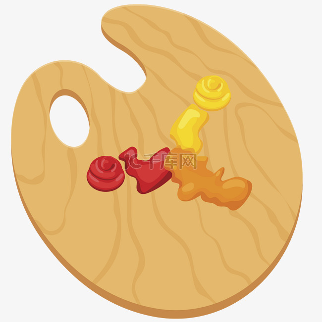 黄色的绘画板和颜料