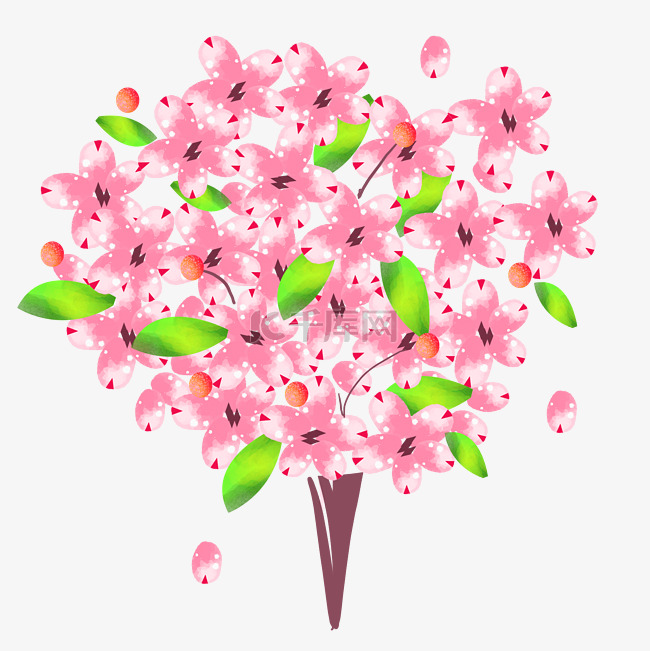 樱花花朵植物大树插画