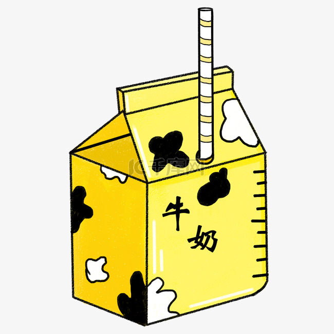 黄色的牛奶手绘插画