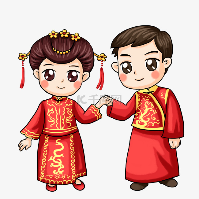 中式传统中国风婚礼插画