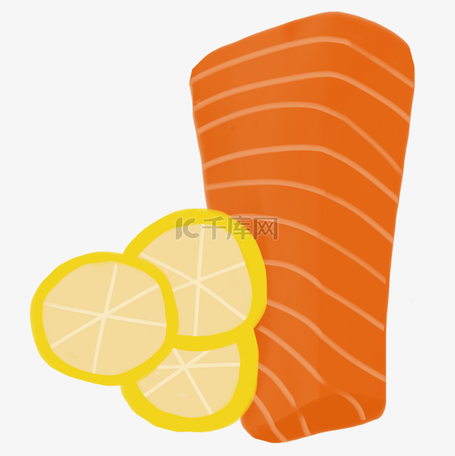 三文鱼美食营养卡通柠檬