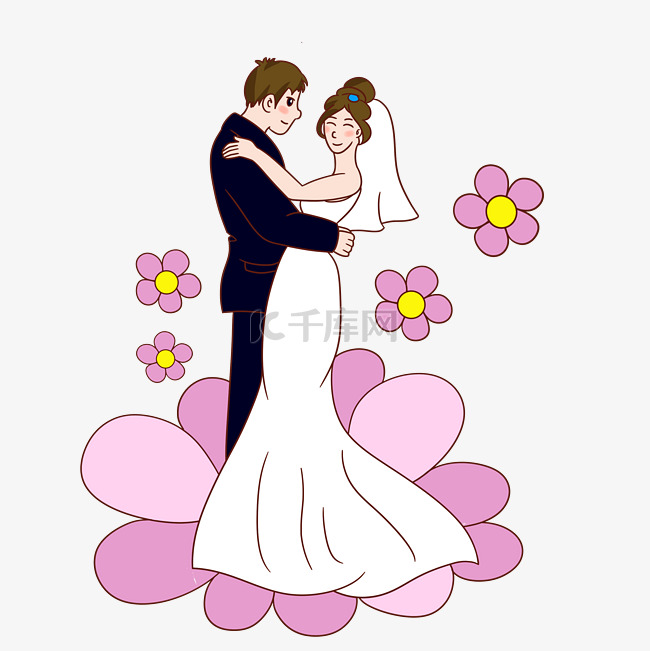 结婚人物手绘插画