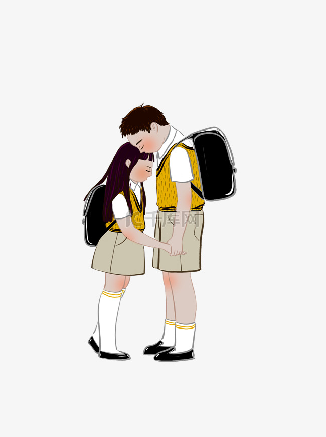 背包学生情侣元素