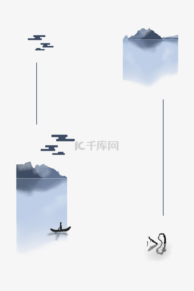中国风山水简约边框