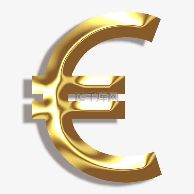 手绘黄金质感欧元货币符号