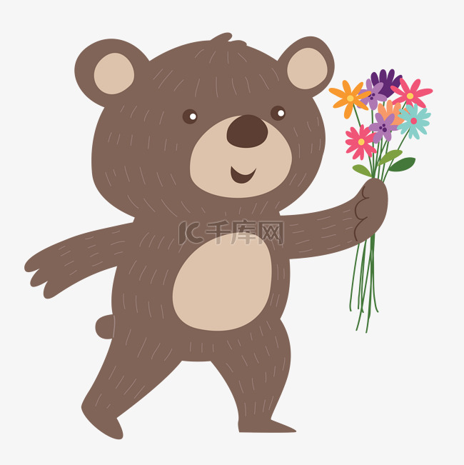 小熊递送鲜花 
