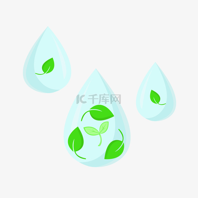 绿色水滴植物插画