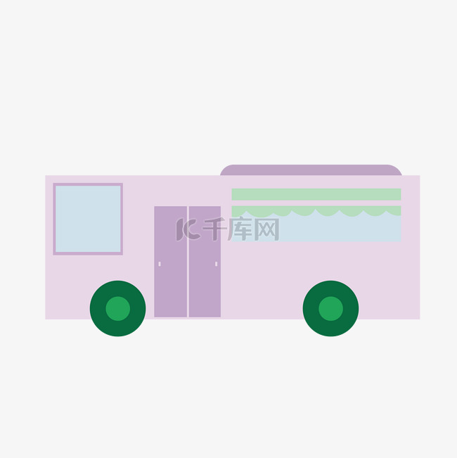 浅紫色小巴车免抠素材