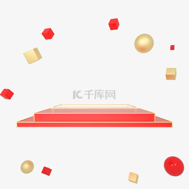 c4d红金立体舞台产品框海报框