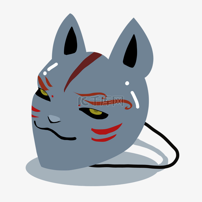 狐狸猫灰色面具插画