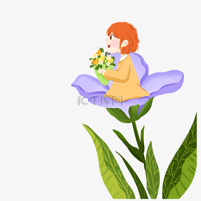 坐在鲜花上的女孩下载