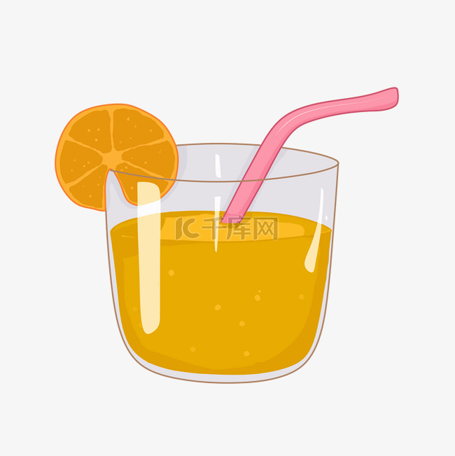 饮料之清新风橙色系橙汁杯装饮料