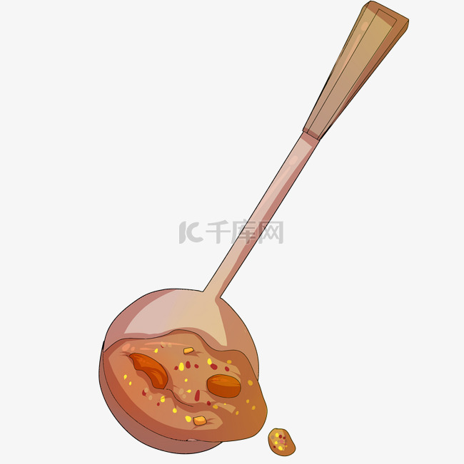 手绘腊八节美食一勺腊八粥插画