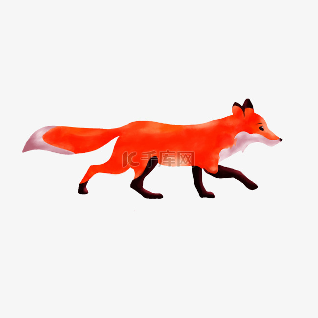 手绘卡通红色狐狸