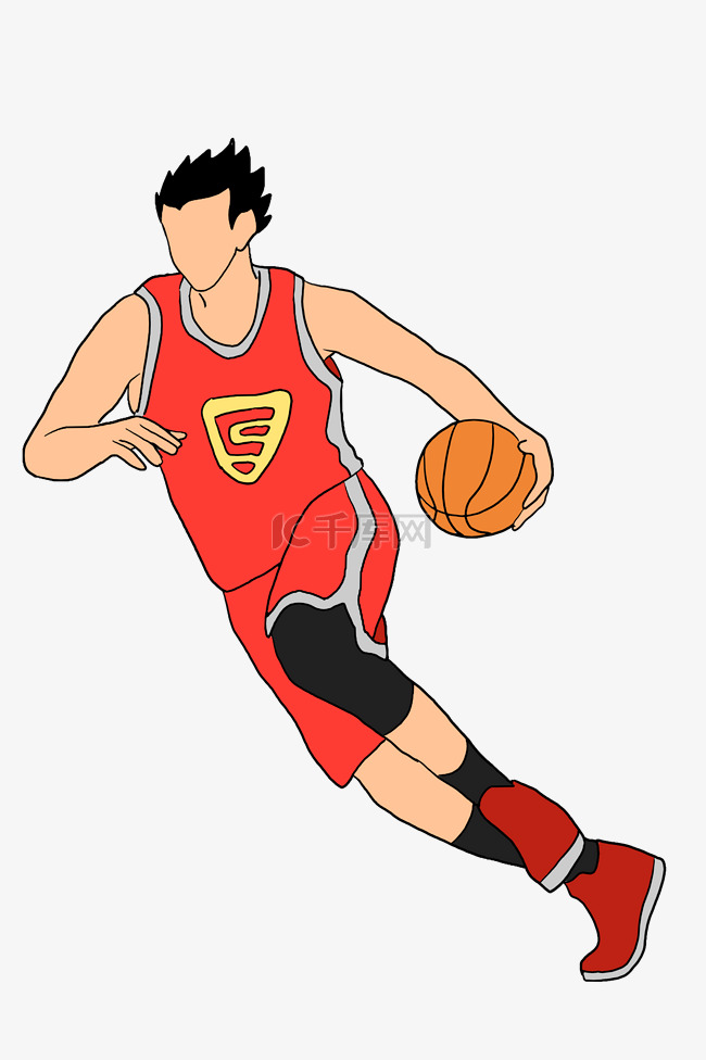 打篮球的男孩运动员插画
