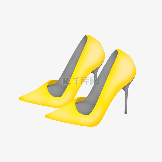 女式黄色高跟鞋插画