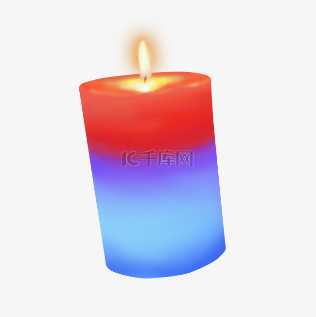 红蓝色3D蜡烛PNG