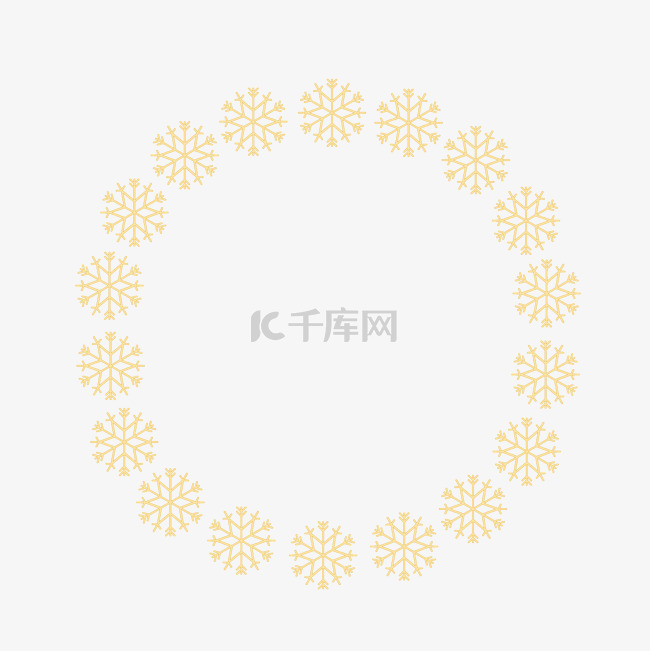 圣诞节卡通扁平金色雪花边框元素