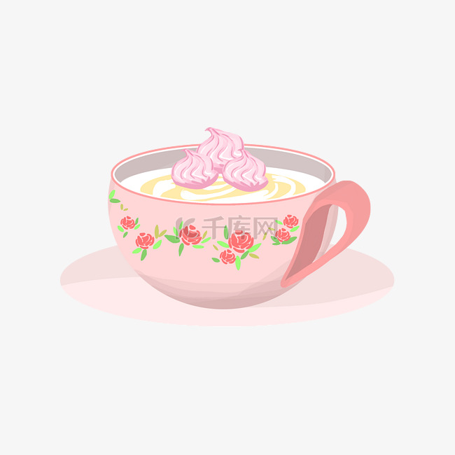 粉色的咖啡杯子插画