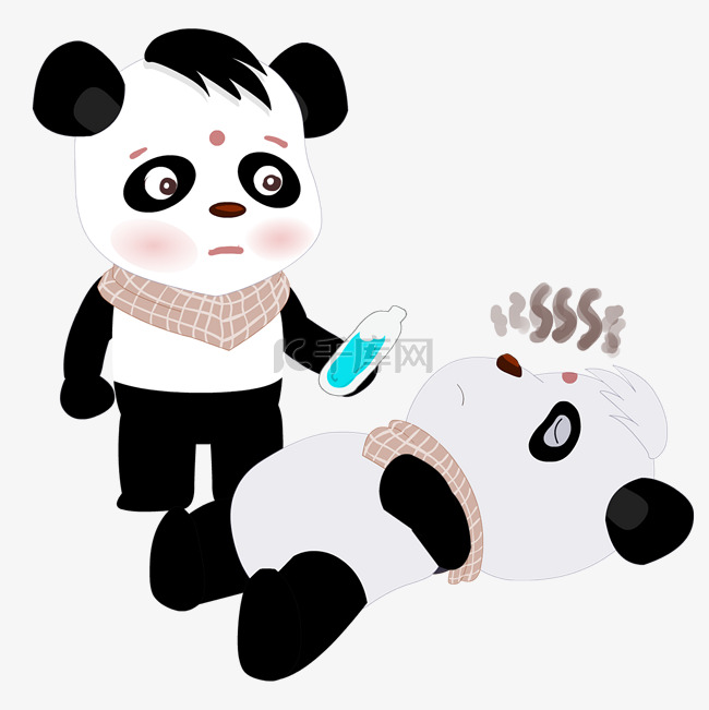 中暑的可爱熊猫宝宝
