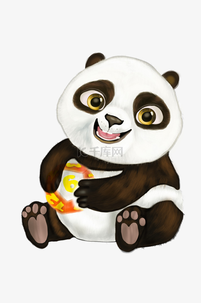 手绘可爱版玩球熊猫宝宝