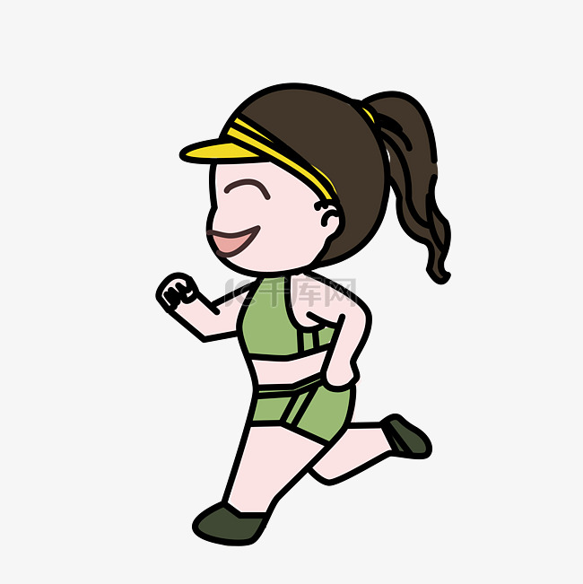绿色少女跑步比赛