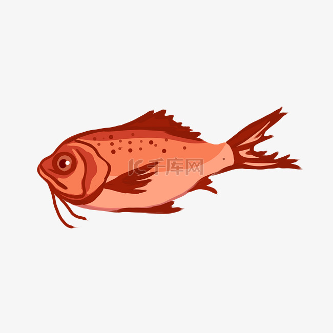 红色的小鱼手绘插画