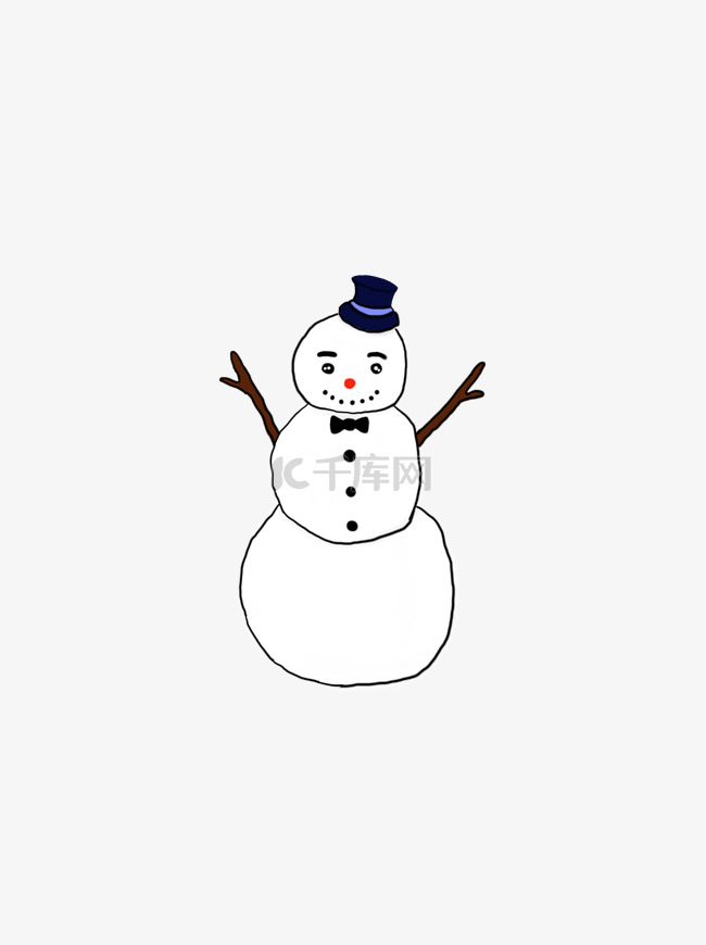 冬天圣诞节雪人手绘插画