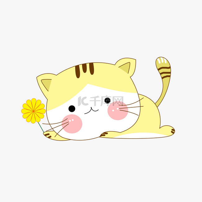 黄色软萌可爱小猫咪卡通