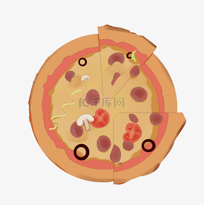 快餐牛肉披萨插画