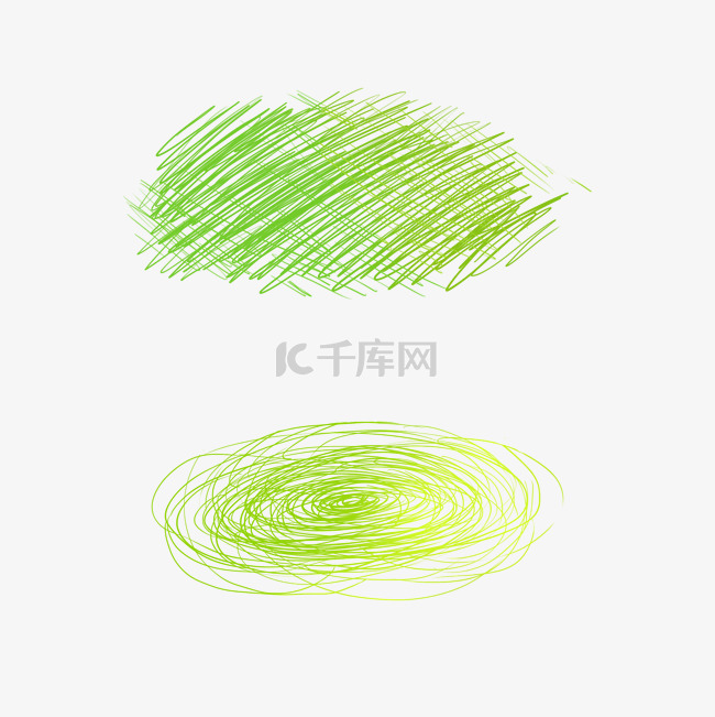 绿色渐变彩铅笔刷手绘矢量图