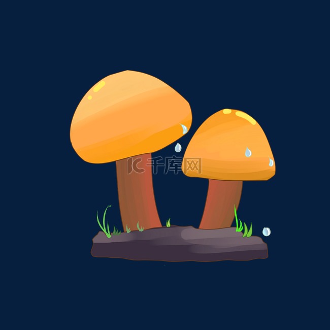春雨和蘑菇手绘插画