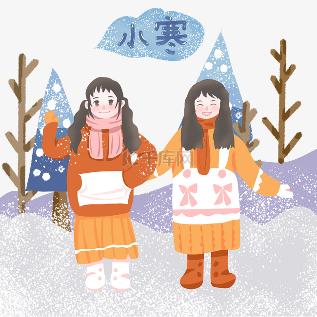 梦幻雪地小寒节气图