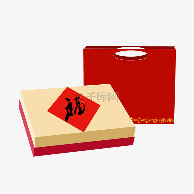 春节年货糖茶礼盒中式传统红色礼