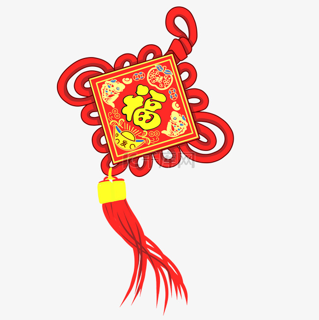 手绘红色中国结