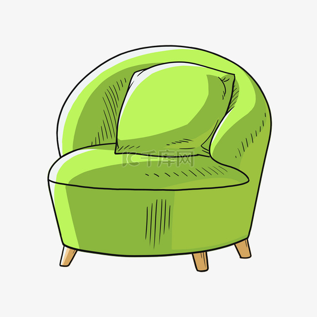 卡通免扣绿色沙发