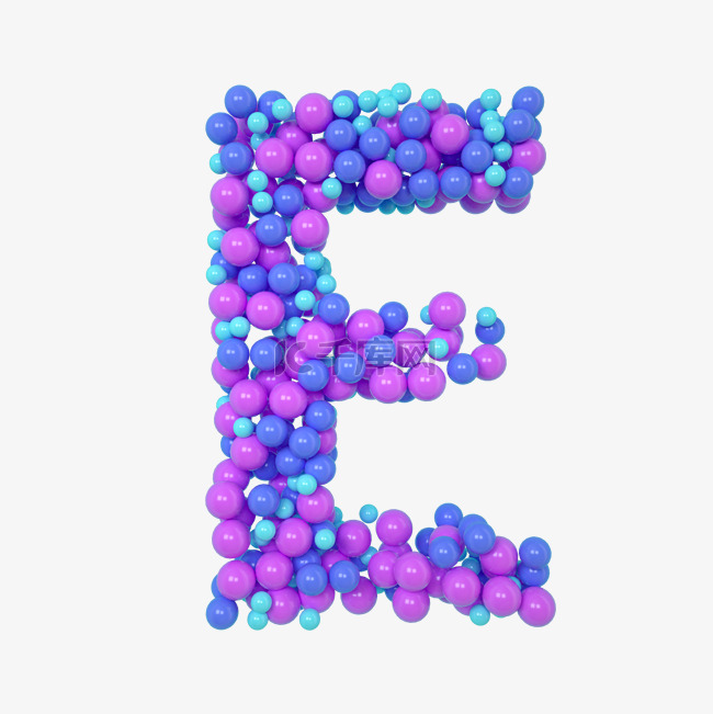C4D气球立体字母E元素