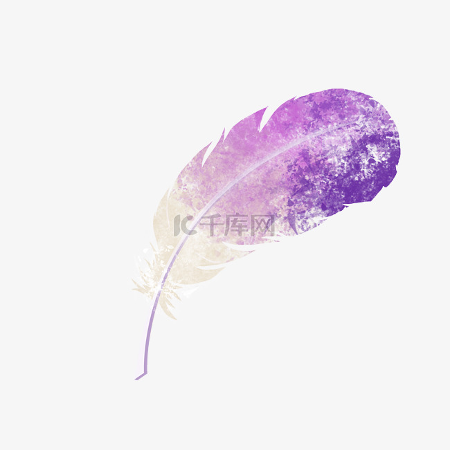 梦幻浅紫色质感手绘羽毛